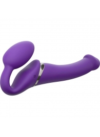 Фиолетовый безремневой вибрострапон Vibrating Bendable Strap-On - size L - Strap-on-me - купить с доставкой в Новочебоксарске