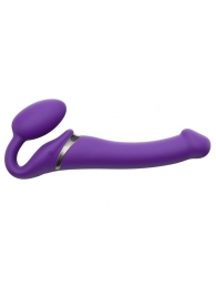 Фиолетовый безремневой вибрострапон Vibrating Bendable Strap-On - size L - Strap-on-me - купить с доставкой в Новочебоксарске