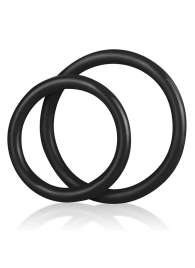 Набор из двух черных силиконовых колец разного диаметра SILICONE COCK RING SET - BlueLine - в Новочебоксарске купить с доставкой