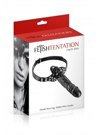 Черный кляп-фаллоимитатор Double Penis Gag - Fetish Tentation - купить с доставкой в Новочебоксарске