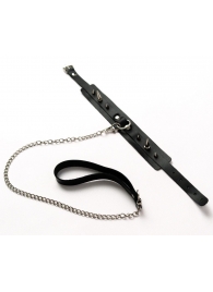 Черный ошейник с шипами и поводком - Crazy Handmade - купить с доставкой в Новочебоксарске