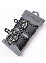 Ажурные наручники из черной кожи - Crazy Handmade - купить с доставкой в Новочебоксарске