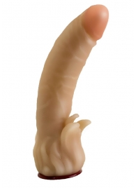 Телесная гелевая насадка-фаллос с клиторальными лепестками - 18,5 см. - LOVETOY (А-Полимер) - купить с доставкой в Новочебоксарске