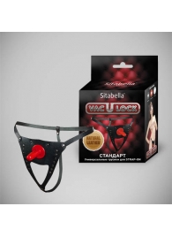 Черные кожаные универсальные трусики со штырьком для насадок и вырезом - Sitabella - купить с доставкой в Новочебоксарске