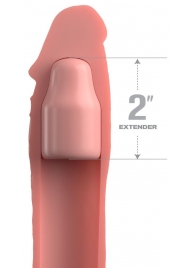 Телесная насадка-удлинитель 2 Inch Silicone X-tension with Strap - 20,3 см. - Pipedream - в Новочебоксарске купить с доставкой