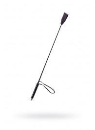 Чёрный стек с кожаной ручкой - 58 см. - Sitabella - купить с доставкой в Новочебоксарске