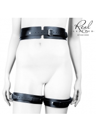 Черный кожаный пояс с гартерами - S-M - Notabu - купить с доставкой в Новочебоксарске