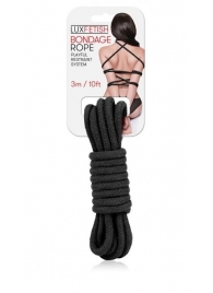 Черная хлопковая веревка для связывания - 3 м. - Lux Fetish - купить с доставкой в Новочебоксарске