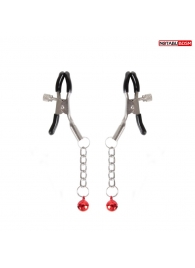 Серебристые зажимы на соски с шариками на цепочках - Notabu - купить с доставкой в Новочебоксарске