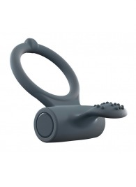 Серое перезаряжаемое эрекционное кольцо с вибрацией Power Clit - Dorcel - в Новочебоксарске купить с доставкой