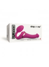 Ярко-розовый безремневой страпон Multi Orgasm Size S с клиторальной стимуляцией - Strap-on-me - купить с доставкой в Новочебоксарске