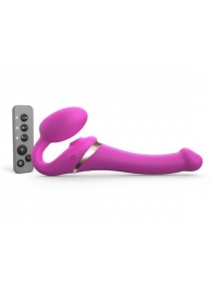 Ярко-розовый безремневой страпон Multi Orgasm Size S с клиторальной стимуляцией - Strap-on-me - купить с доставкой в Новочебоксарске