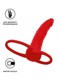 Красная насадка на пенис для двойного проникновения Black Red - 16,5 см. - ToyFa - купить с доставкой в Новочебоксарске