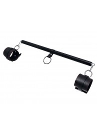 Черная распорка для ног с кожаными манжетами - Pecado - купить с доставкой в Новочебоксарске