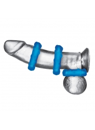 Комплект из трех голубых эрекционных колец 3-Pack Ribbed Rider Cock Ring Set - BlueLine - в Новочебоксарске купить с доставкой