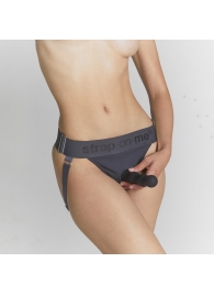 Серые трусики для фиксации насадок Strap-on-me Harness Lingerie Unique - Strap-on-me - купить с доставкой в Новочебоксарске