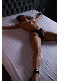 Черный кожаный набор фиксации на кровати Sex Game - БДСМ Арсенал - купить с доставкой в Новочебоксарске