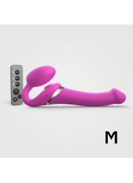 Ярко-розовый безремневой страпон Multi Orgasm Size M с клиторальной стимуляцией - Strap-on-me - купить с доставкой в Новочебоксарске