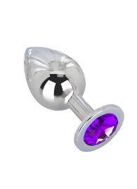 Большой плаг из стали с фиолетовым кристаллом Violet Dream - 9,5 см. - Erotic Fantasy - купить с доставкой в Новочебоксарске
