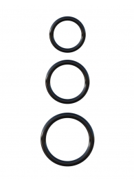 Набор из трех черных эрекционных колец Silicone 3-Ring Stamina Set - Pipedream - в Новочебоксарске купить с доставкой
