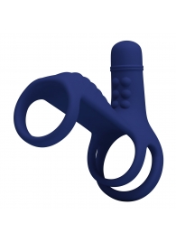 Синяя вибронасадка на пенис Vibrating Penis Sling - Baile - в Новочебоксарске купить с доставкой