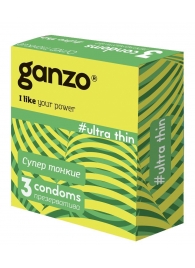 Ультратонкие презервативы Ganzo Ultra thin - 3 шт. - Ganzo - купить с доставкой в Новочебоксарске