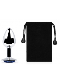 Анальное украшение BUTT PLUG  Small с синим кристаллом - 7 см. - Anal Jewelry Plug - купить с доставкой в Новочебоксарске