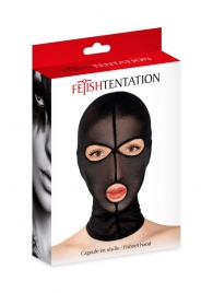 Черная сетчатая маска на голову с отверстиями для глаз и рта - Fetish Tentation - купить с доставкой в Новочебоксарске