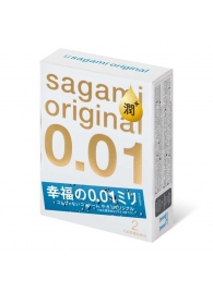 Увлажнённые презервативы Sagami Original 0.01 Extra Lub - 2 шт. - Sagami - купить с доставкой в Новочебоксарске