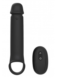 Черная насадка-удлинитель с вибрацией Vibrating Extender With Remote - Dream Toys - в Новочебоксарске купить с доставкой