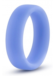 Голубое люминесцентное кольцо Silicone Glo Cock Ring - Blush Novelties - в Новочебоксарске купить с доставкой