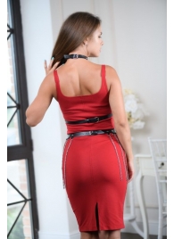 Черно-серебристая портупея-юбка plus size с цепочками - БДСМ Арсенал - купить с доставкой в Новочебоксарске