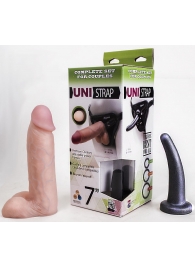 Страпон-унисекс с двумя насадками UNI strap 7  Harness - 19 и 16 см. - LOVETOY (А-Полимер) - купить с доставкой в Новочебоксарске