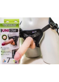 Страпон-унисекс с двумя насадками UNI strap 7  Harness - 19 и 16 см. - LOVETOY (А-Полимер) - купить с доставкой в Новочебоксарске