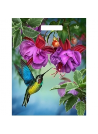 Пакет с принтом в виде колибри в цветах с вырубной ручкой (31х40 см) - Сима-Ленд - купить с доставкой в Новочебоксарске