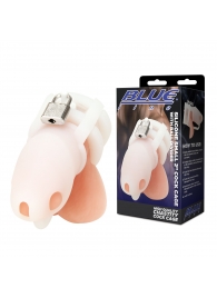 Белая клетка для пениса Silicone Small 2 in Cock Cage With Ball Divider - BlueLine - купить с доставкой в Новочебоксарске