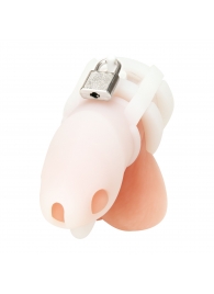 Белая клетка для пениса Silicone Small 2 in Cock Cage With Ball Divider - BlueLine - купить с доставкой в Новочебоксарске