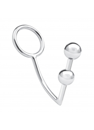 Кольцо на пенис с анальным стимулятором Two Bead Stainless Steel Anal Hook   Cock Ring - BlueLine - в Новочебоксарске купить с доставкой