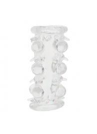 Прозрачная насадка на пенис с шипами и бугорками JELLY JOY LUST CLUSTER CLEAR - Dream Toys - в Новочебоксарске купить с доставкой