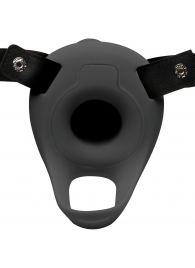 Черный полый страпон с вибрацией 2’’ Erection 28X Smooth Vibrating Silicone Penis Sheath - XR Brands - купить с доставкой в Новочебоксарске