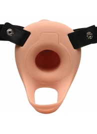 Телесный полый страпон 2  Erection 28X Smooth Vibrating Silicone Penis Sheath - 16 см. - XR Brands - купить с доставкой в Новочебоксарске