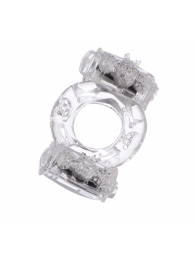 Прозрачное виброкольцо с двумя вибропульками - Toyfa Basic - в Новочебоксарске купить с доставкой