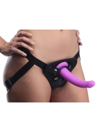 Лиловый поясной страпон Navigator Silicone G-Spot Dildo with Harness - 17,8 см. - XR Brands - купить с доставкой в Новочебоксарске