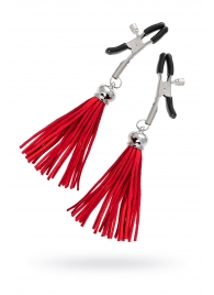 Зажимы на соски «Прищепки» с красными кисточками из замши - Pecado - купить с доставкой в Новочебоксарске