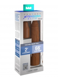 Коричневая насадка на член 2  Silicone X-tension - 20,3 см. - Pipedream - в Новочебоксарске купить с доставкой