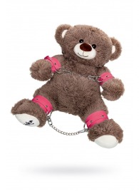 Бондажный набор: бурый мишка с розовыми оковами и наручниками - Pecado - купить с доставкой в Новочебоксарске