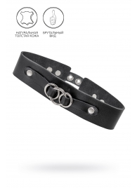 Черный чокер-ошейник со связанными кольцами на подложке - Pecado - купить с доставкой в Новочебоксарске