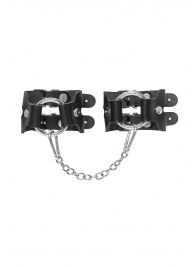 Черные кожаные наручники-браслеты из двух ремешков - Pecado - купить с доставкой в Новочебоксарске