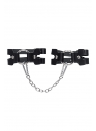 Черные кожаные оковы из двух ремешков - Pecado - купить с доставкой в Новочебоксарске
