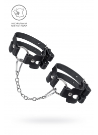 Черные кожаные оковы из двух ремешков - Pecado - купить с доставкой в Новочебоксарске